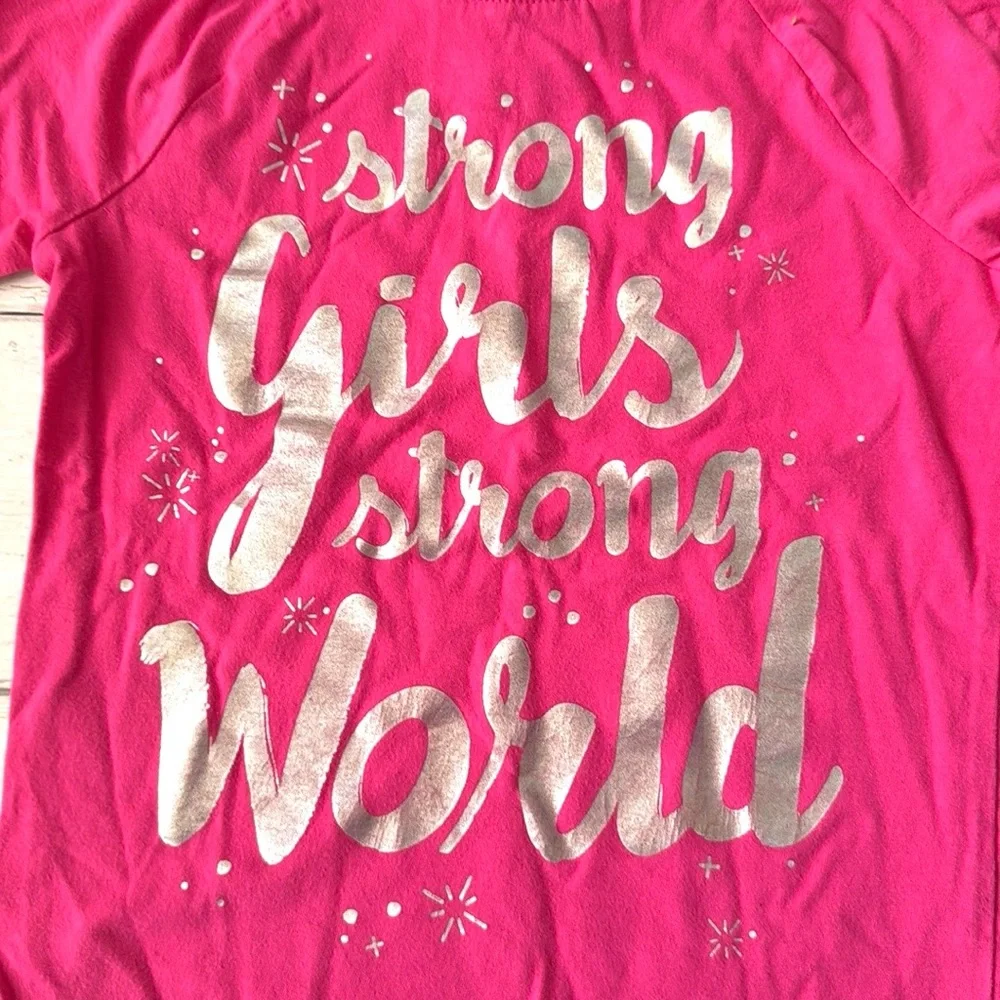 Girls 5T Long Sleeve Short Hot Pink Strong Girls Size 5 Kids Top